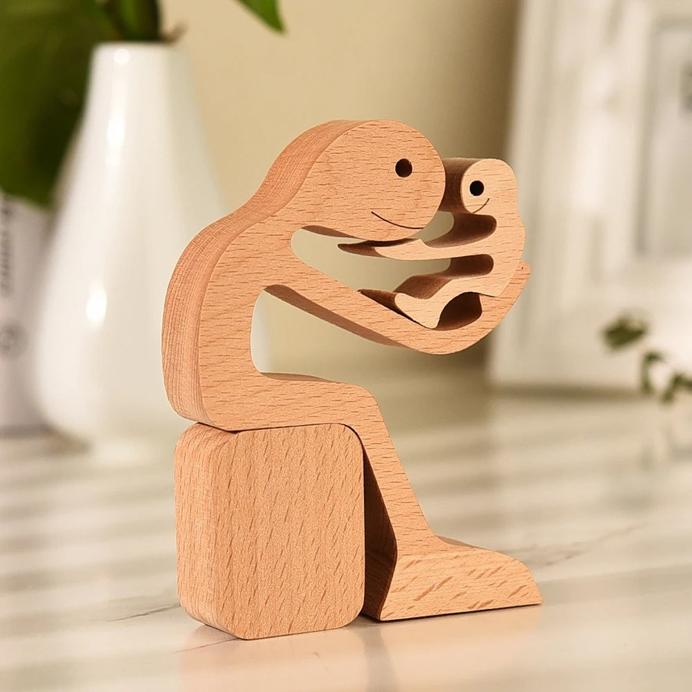 Flag Village DIY Figurine Wood Dog Ornament Sculpture Home Decoration A Man A Dog Wood Sculpture Christmas Gifts Model Decor