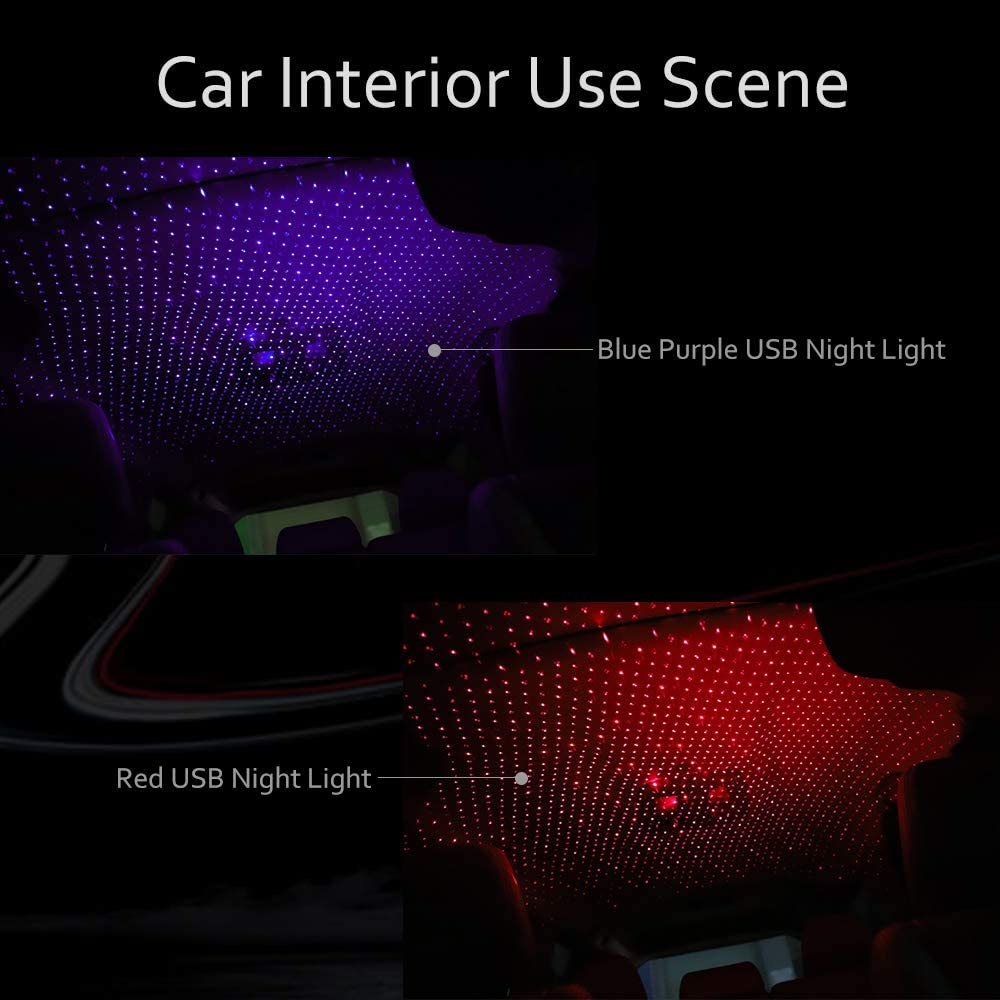 Flag Village Auto Tools Car LED Starry Sky Night Light USB Powered Galaxy Star Projector Lamp For Car Roof Room Ceiling Decor Plug And Play