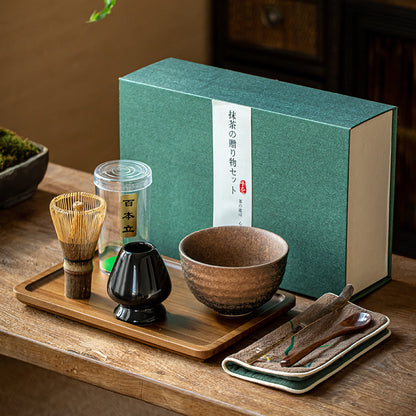 Flag Village Tea Bowl Matcha Brushing Tea Tool Set Japanese Gift Box