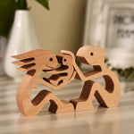 Flag Village DIY Figurine Wood Dog Ornament Sculpture Home Decoration A Man A Dog Wood Sculpture Christmas Gifts Model Decor
