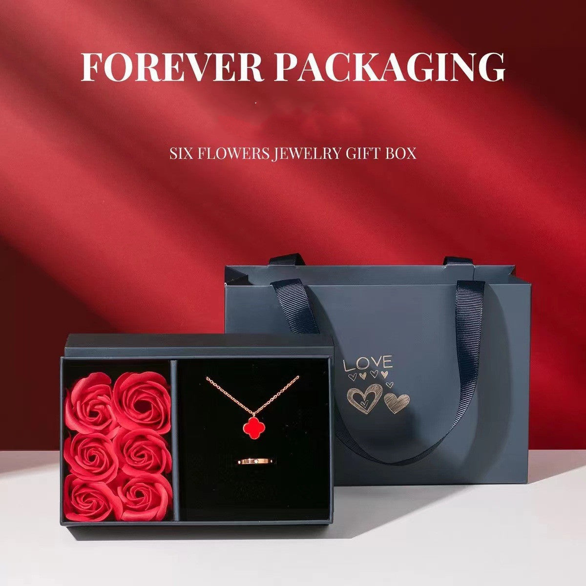 Flag Village New Jewelry Gift Box Packaging Simple Exquisite Six Flowers Set Bracelet Necklace Decorative Gift Box Can Be One Piece Dropshipping