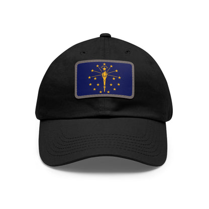 Flag Village USA Indiana State Flag Hat Cap with Leather Patch