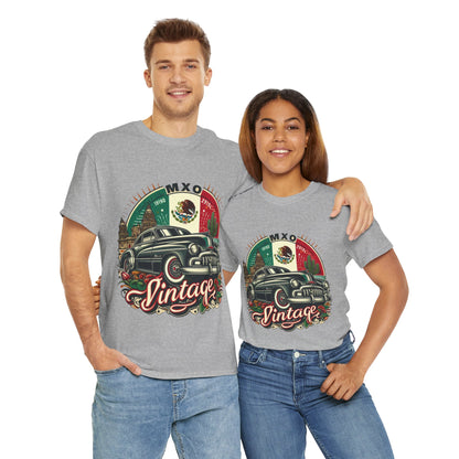 Flag Village Mexico Vintage Car Flag T-SHIRT Heavy Cotton Tee MEX0001