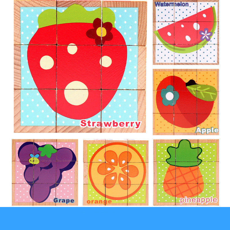 Flag Village High-grade Six-face Picture Wooden Jigsaw 3D Puzzle Toys Children's Early Educational Toy Cube Jigsaw Puzzle Baby Kids Gifts