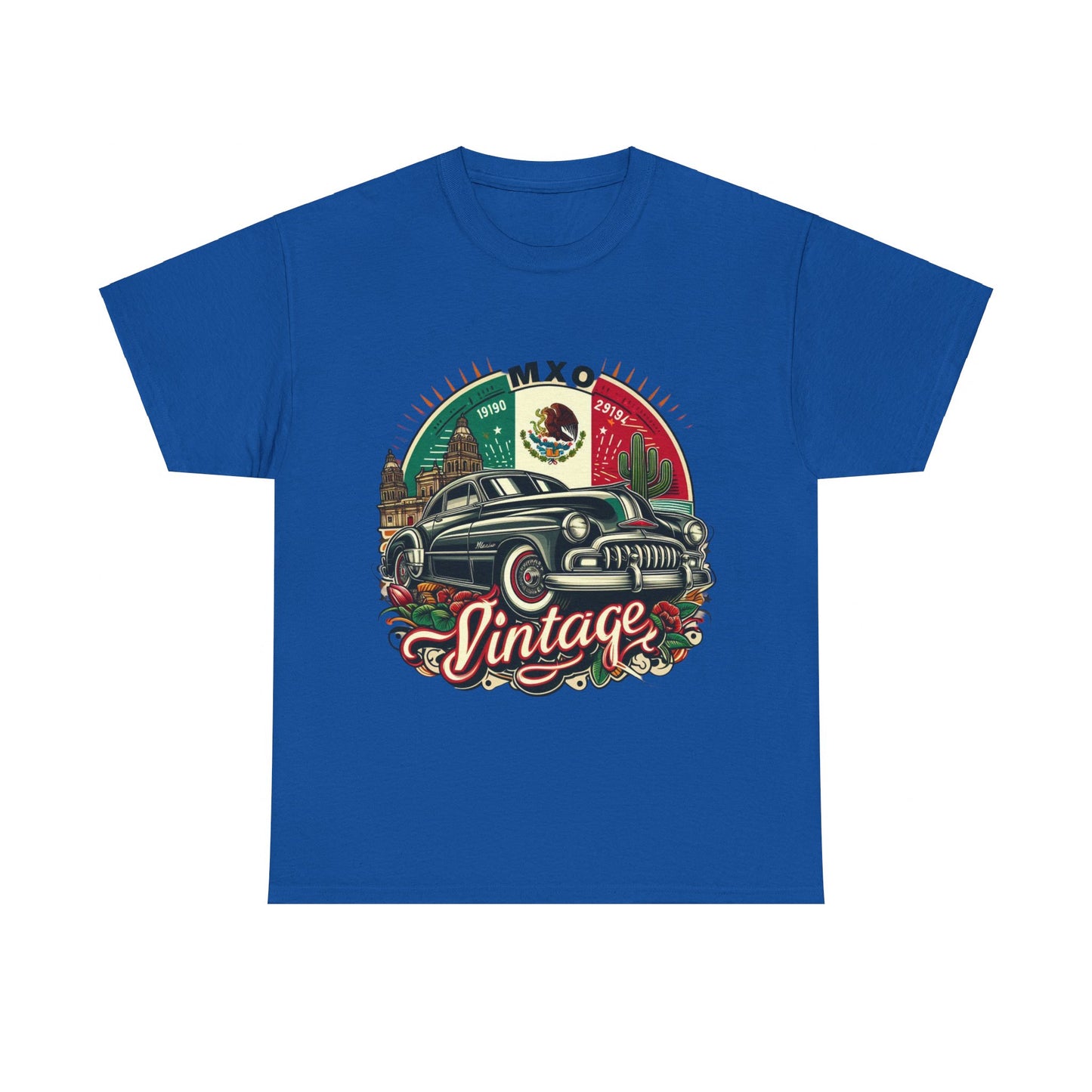 Flag Village Mexico Vintage Car Flag T-SHIRT Heavy Cotton Tee MEX0001