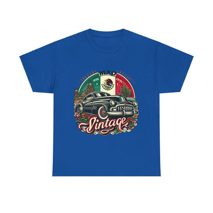Flag Village Mexico Vintage Car Flag T-SHIRT Heavy Cotton Tee MEX0001