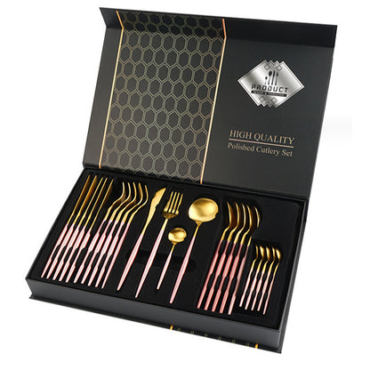 Flag Village Gift Box Stainless Steel Tableware 24-piece Set