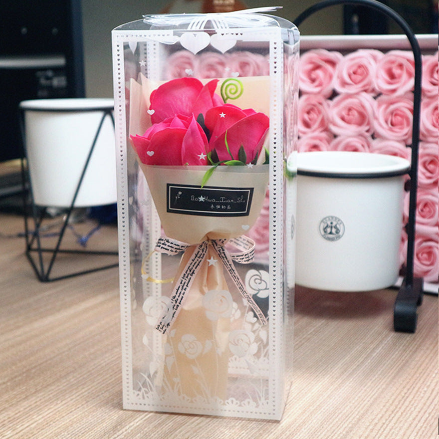 Flag Village Valentine's Day Soap Rose Bouquet Gift Box