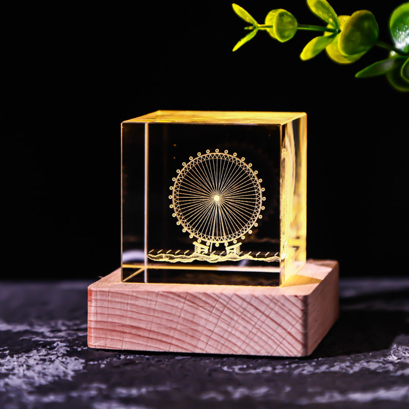 Flag Village Moon Solar System Galaxy Crystal Cube Decoration Gifts