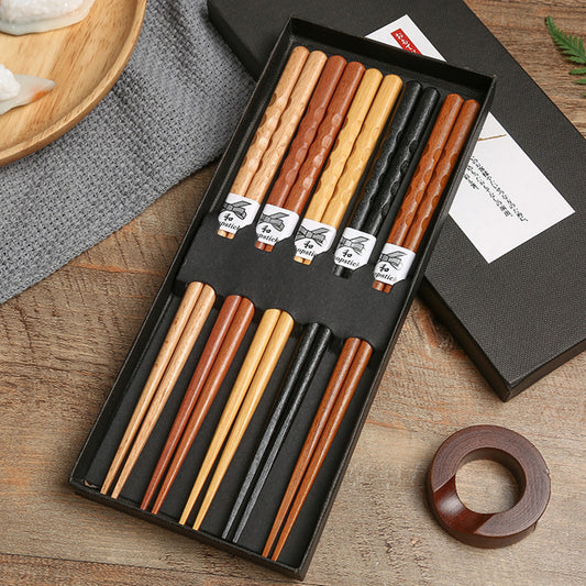 Flag Village Chopsticks Household Wooden Chopsticks Gift Box Set