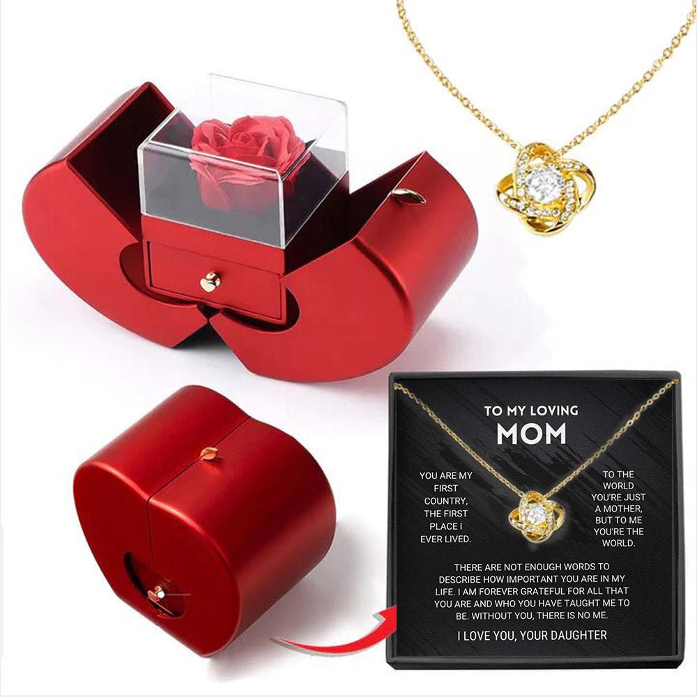 Flag Village Four-leaf Clover Necklace Female Apple Box Set Mother's Day Gift