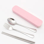 Flag Village Portable stainless steel tableware tableware box three sets of chopsticks spoon suit Student Travel Gift Set