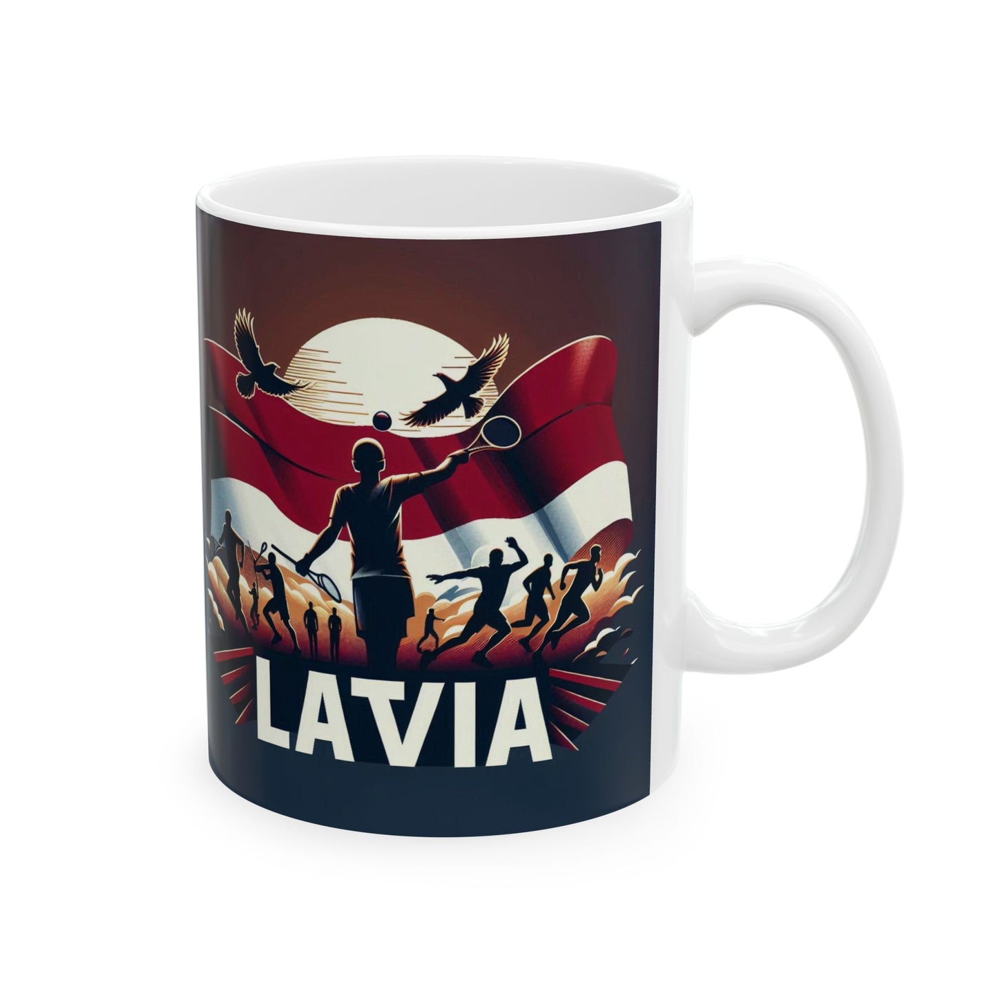 Flag Village Latvia Sporting Flag Ceramic Coffee Mug 11oz LVA0003