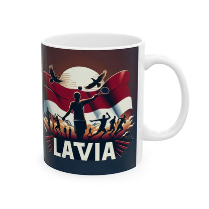Flag Village Latvia Sporting Flag Ceramic Coffee Mug 11oz LVA0003