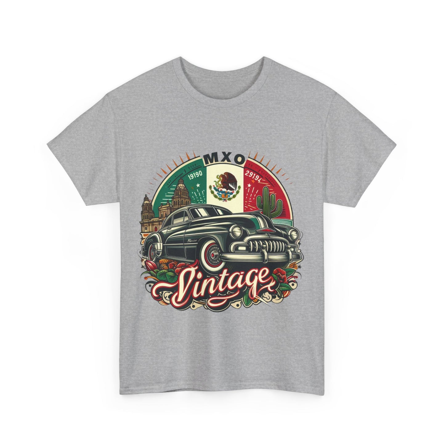 Flag Village Mexico Vintage Car Flag T-SHIRT Heavy Cotton Tee MEX0001