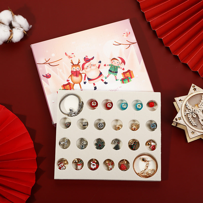 Flag Village Christmas Bracelet Beads Gift Box Jewelry Set