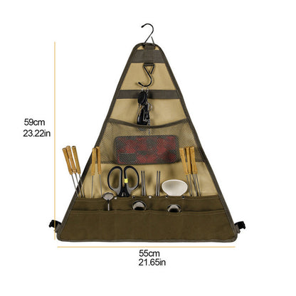 Flag Village Outdoor Camping Tableware Spatula Spoon Hanging Cookware Foldable Tableware Bag