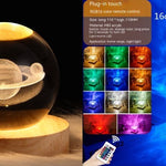 Flag Village LED Water Ripple Ambient Night Light USB Rotating Projection Crystal Table Lamp RGB Dimmable Home Decoration 16 Color Gifts