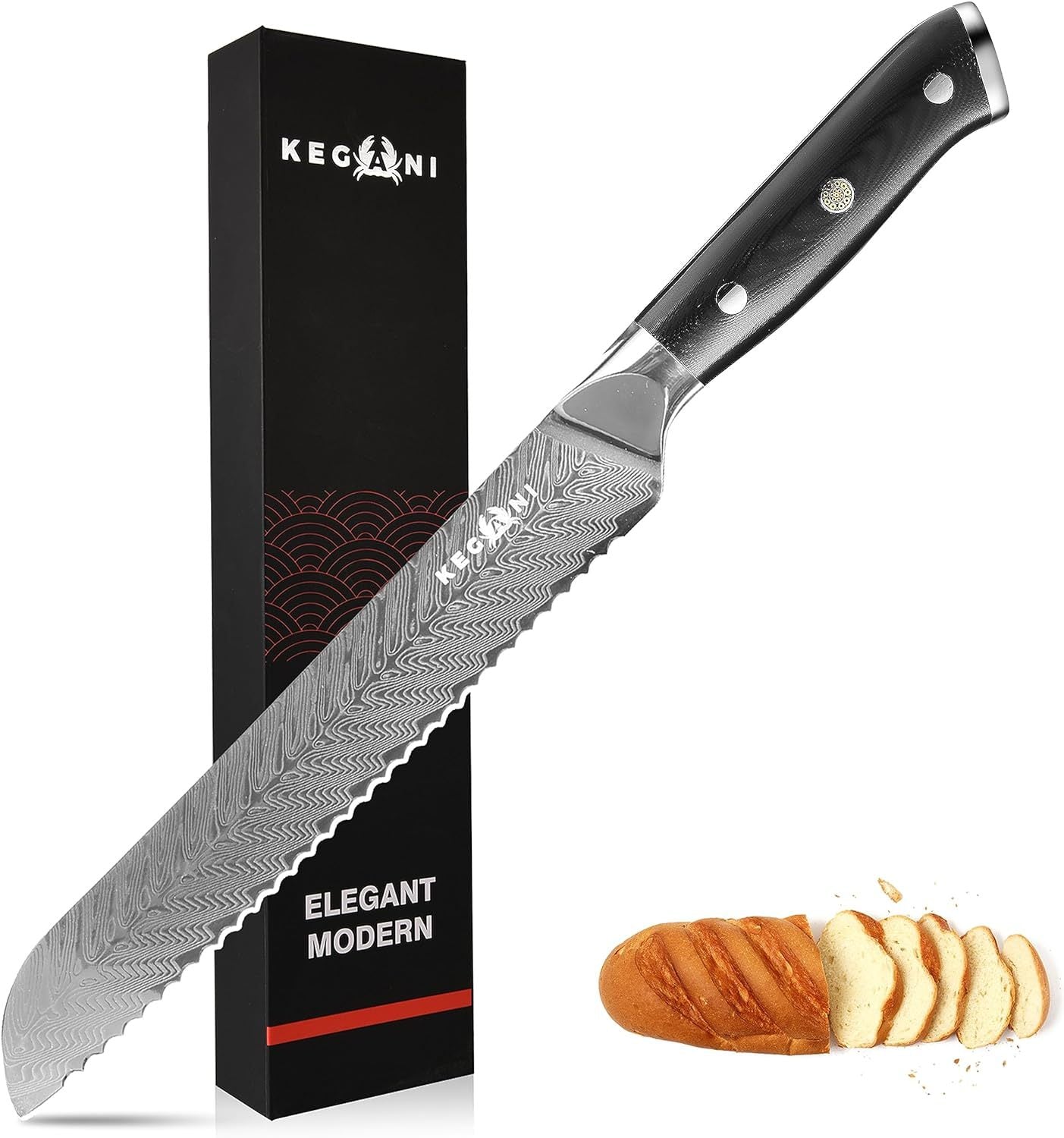 Flag Village Kegani Meat Cleaver Knife 7 Inch - Damascus 73 Layers AUS-10 Steel Core Butcher Knife - G10 Handle Chinese Knife With Gift Box & Sheath