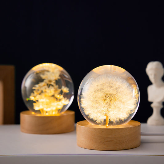 Flag Village Crystal Ball Eternal Flower Gift Wooden Music Box