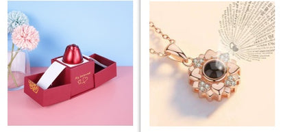 Flag Village Hot Valentine's Day Gifts Metal Rose Jewelry Gift Box Necklace For Wedding Girlfriend Necklace Gifts