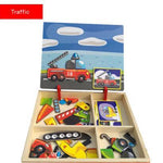 Flag Village Montessori Magnetic Fun Puzzle Children's Wooden Puzzle Box Game Cartoon Educational Painting Toys For Children Gift Antistress