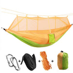 Flag Village Outdoor Parachute Cloth Hammock Couble with Mosquito Net Light Portable Army Green Insect-proof Camping Aerial Tent