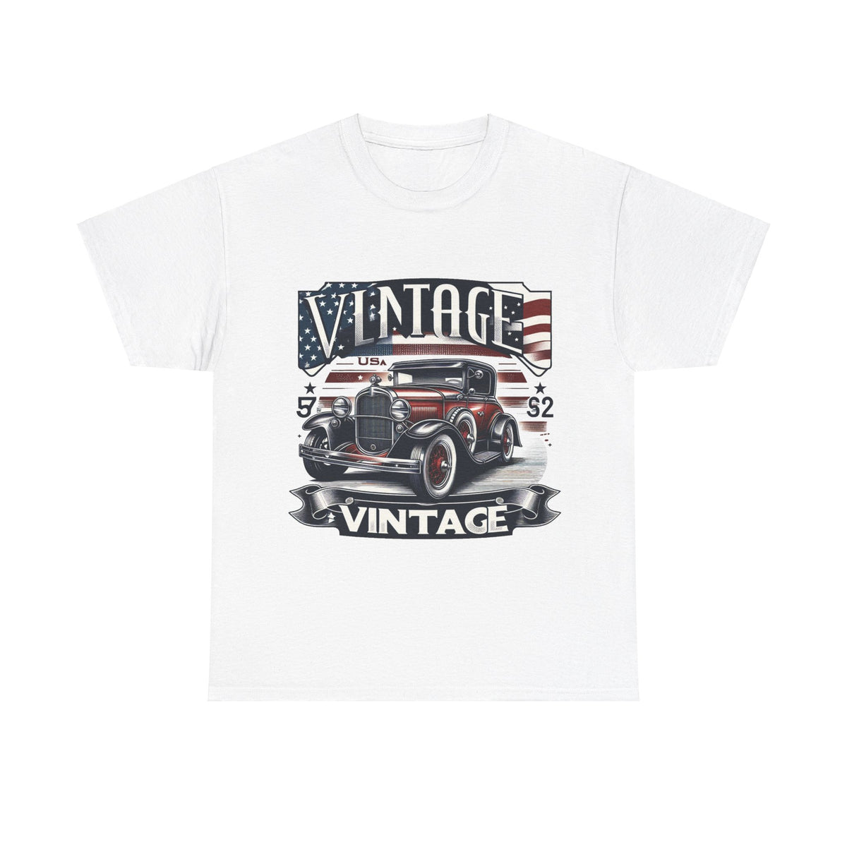Flag Village USA Vintage Car Flag T-SHIRT Heavy Cotton Tee USA0020