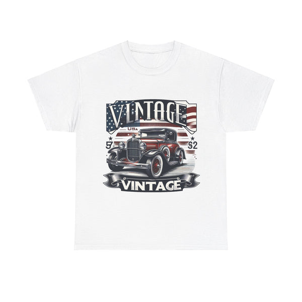 Flag Village USA Vintage Car Flag T-SHIRT Heavy Cotton Tee USA0020