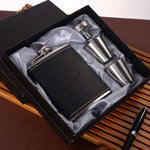 Flag Village Stainless Steel Metal Portable Wine Bottle Gift Box Set