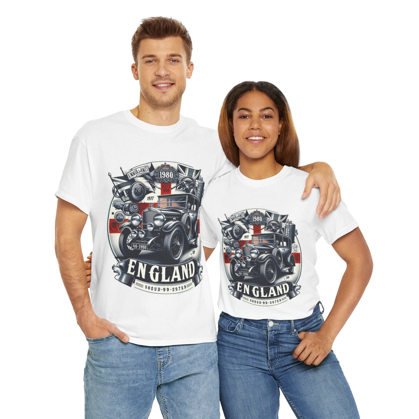 Flag Village UK Vintage Car Flag T-SHIRT Heavy Cotton Tee UK0015