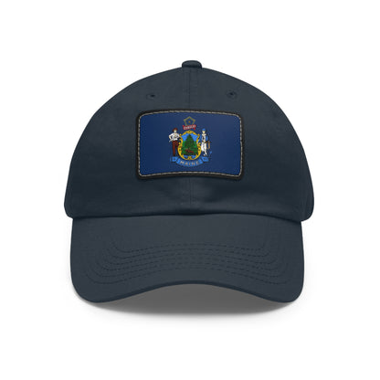 Flag Village USA Maine State Flag Hat Cap with Leather Patch