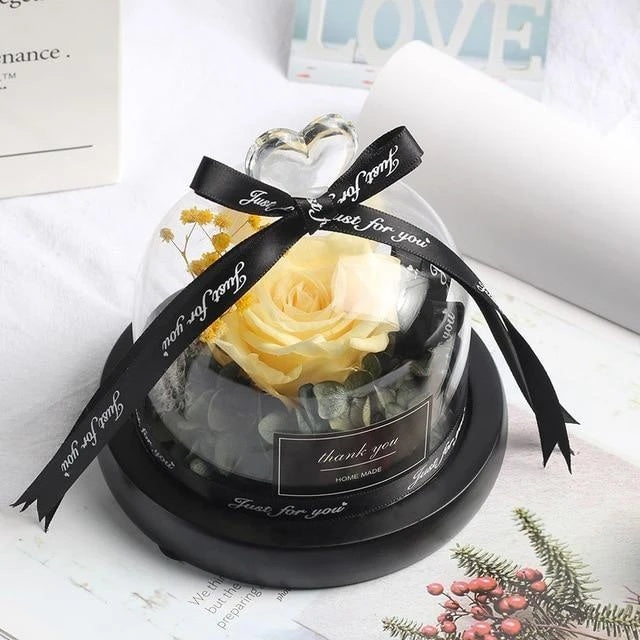 Flag Village Valentine's Day Christmas Dried Flowers For Home Decor Wedding Gifts Dried Flowers Eternal Real Rose Home Decor With LED In Glass