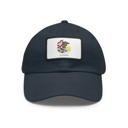Flag Village USA Illinois State Flag Hat Cap with Leather Patch