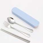 Flag Village Portable stainless steel tableware tableware box three sets of chopsticks spoon suit Student Travel Gift Set