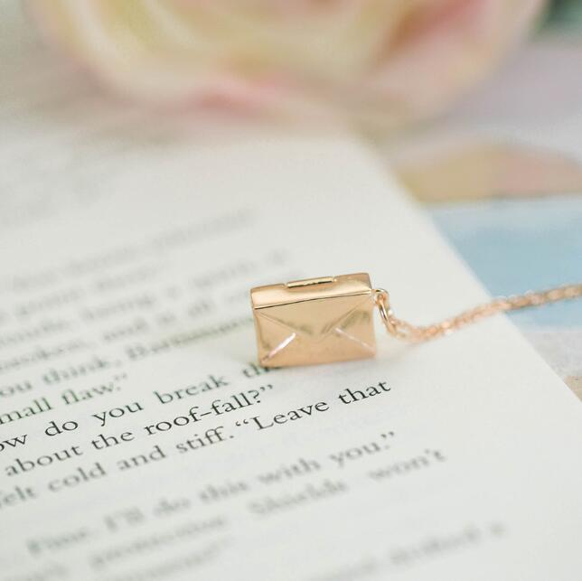 Flag Village Custom Text Love Letter Envelope Pendant Confession Locket Necklace Jewelry Special Gifts For Women Teens Girlfriend Wife Lover