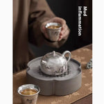Flag Village Silver Gilded Chinese High-end Kung Fu Tea Set Mini Set Teapot Tea Cup Gift Box