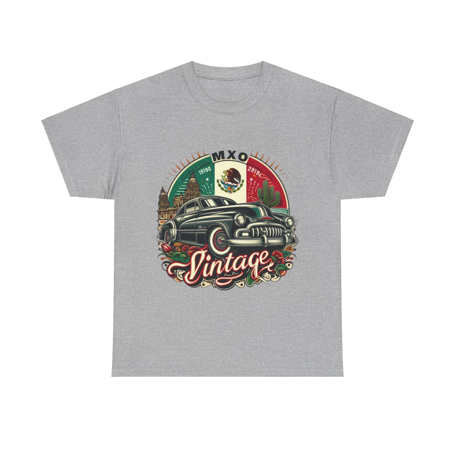 Flag Village Mexico Vintage Car Flag T-SHIRT Heavy Cotton Tee MEX0001
