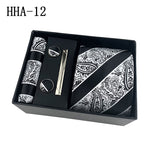 Flag Village Paisley Men's Tie Square Cuff Tie Clip Gift Set Business Casual Tie Black Gift Box