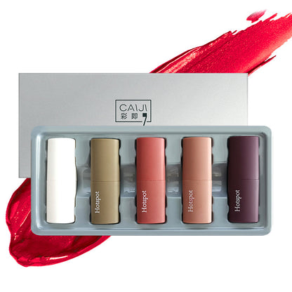 Flag Village Gift Box Lipstick Set Cosmetic Mousse Velvet Matte Waterproof Non-stick Cup
