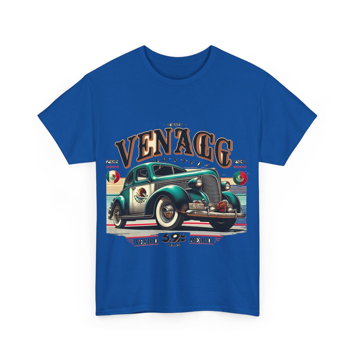 Flag Village Mexico Vintage Car Flag T-SHIRT Heavy Cotton Tee MEX0004