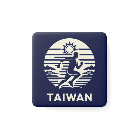Flag Village Taiwan Flag Sporting Porcelain Magnet, Square TWN0006