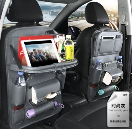 Flag Village Auto Tools PU Leather Car Storage Bag Multifunction Seat Back Tray Hanging Bag Waterproof Car Organizer Automotive Interior Accessories