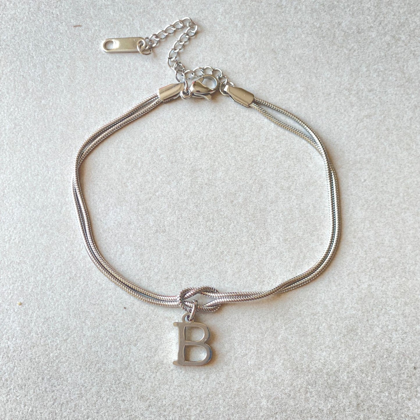 Flag Village New Letter A-Z Love Knot Bracelets For Women Couple Gold Color Dainty Snake Chain Charm Bracelet Stainless Steel Jewelry Gift Valentine's Day Gifts