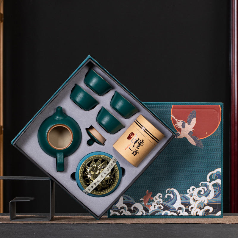 Flag Village Ceramic Kung Fu Tea Set Gift Box Set Business Small Gift
