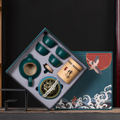 Flag Village Ceramic Kung Fu Tea Set Gift Box Set Business Small Gift