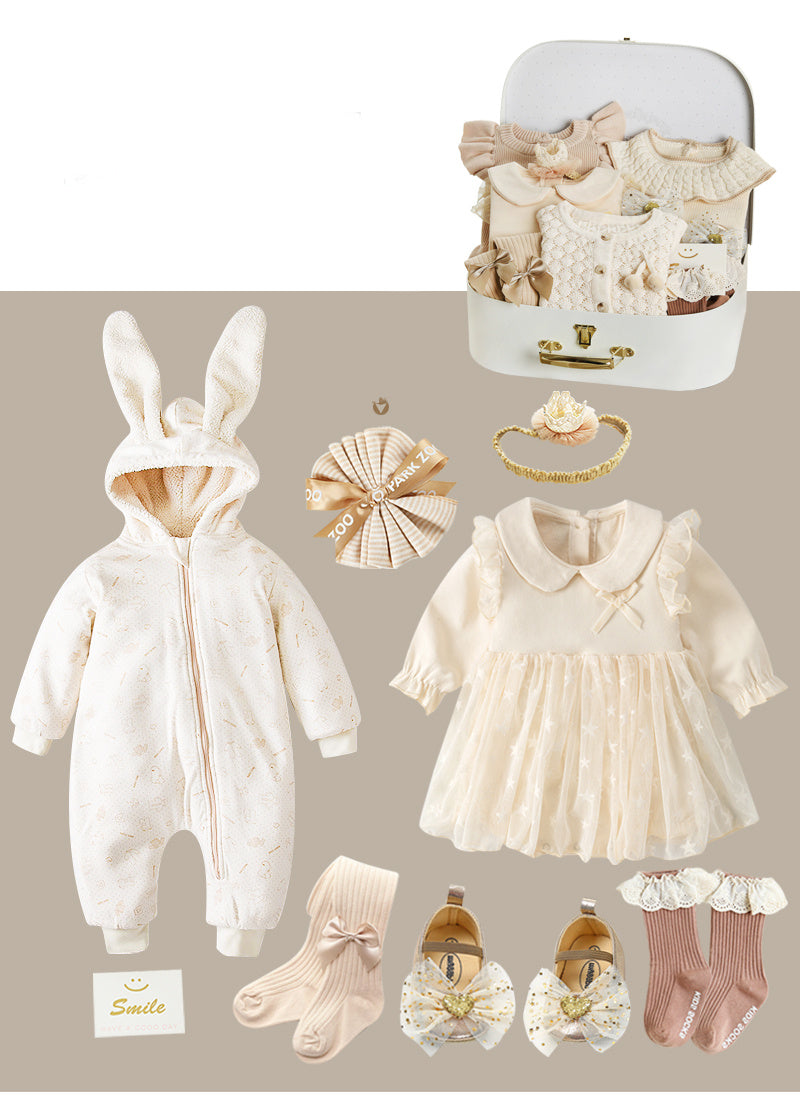 Flag Village Newborn Gift Box Spring And Summer Suit Girl Baby Full Moon Gift