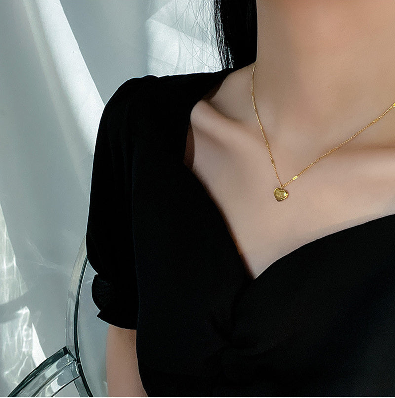 Flag Village Fashion Jewelry Necklace For Women New Trend Vintage Simple Love Heart Pendant Elegant Party Jewelry Birthday Gifts