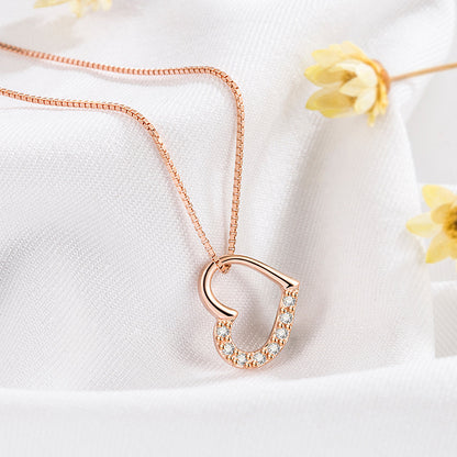 Flag Village S925 Sterling Silver Love Heart Pendant Necklace For Women Fashion Jewelry Ladies Gold Color Clavicle Chain High Quality Jewelry Gifts