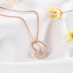 Flag Village S925 Sterling Silver Love Heart Pendant Necklace For Women Fashion Jewelry Ladies Gold Color Clavicle Chain High Quality Jewelry Gifts